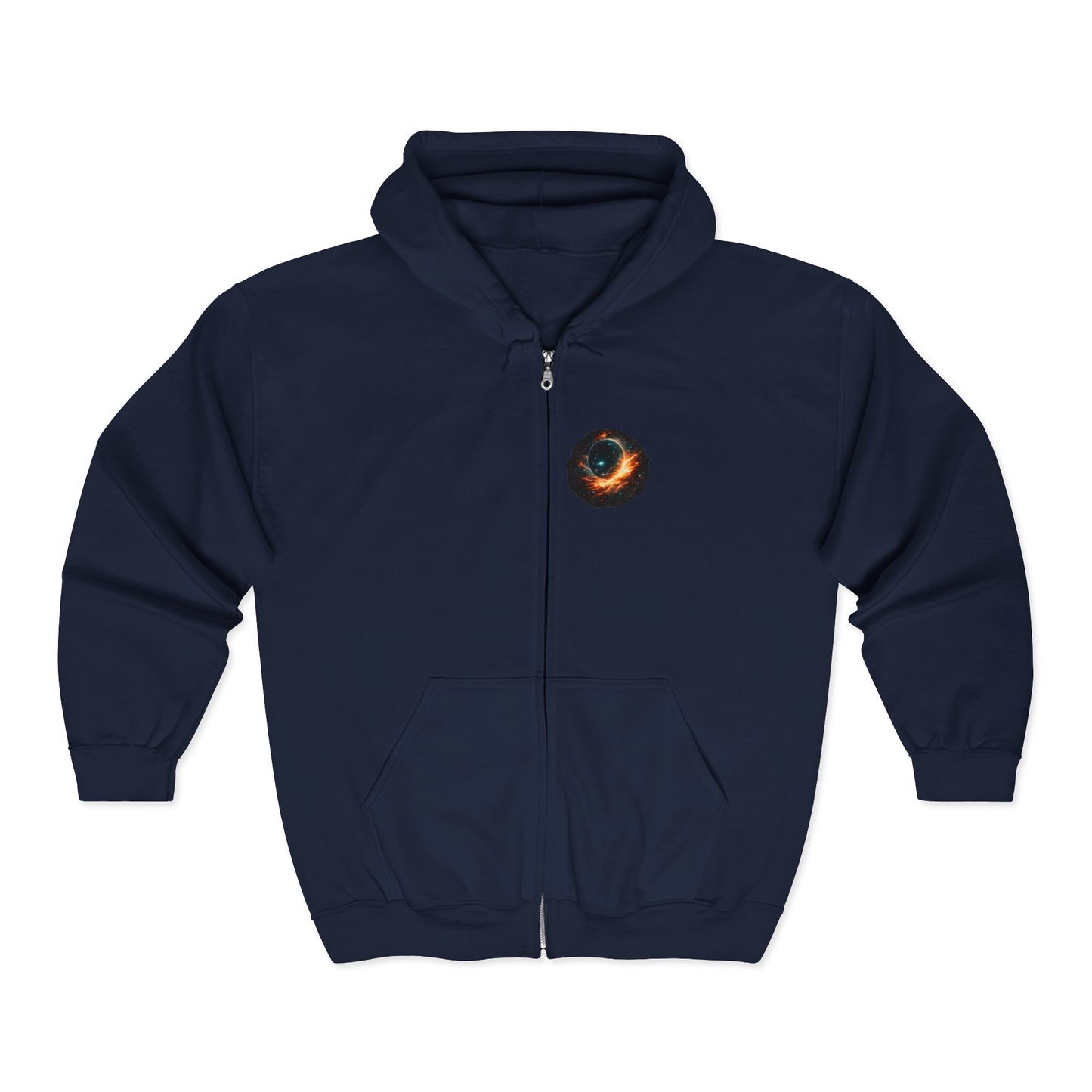 Infinite Within Black Zip Hoodie — Cosmic Eye Graphic Zip-Up