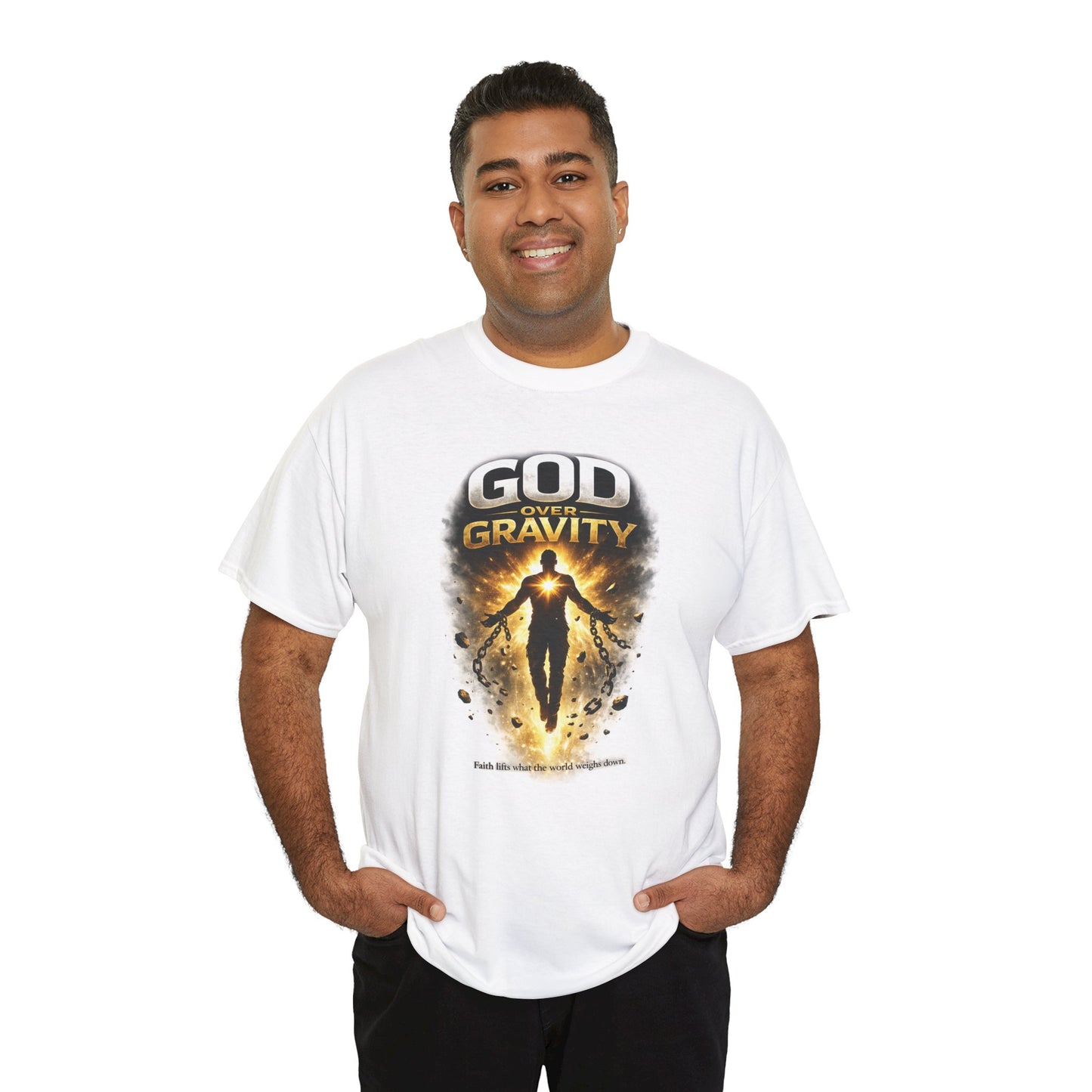 T-Shirt — "God Over Gravity" Inspirational Faith Tee
