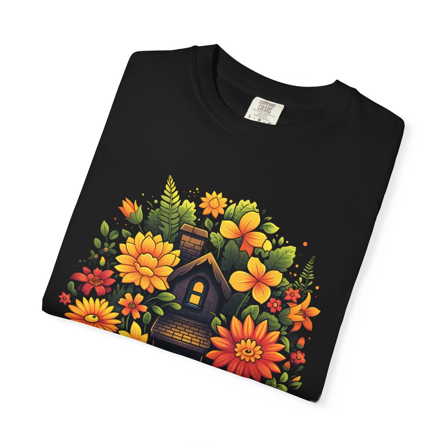 Sunlit Cottage Floral T‑Shirt — Cozy Autumn Garden Illustration