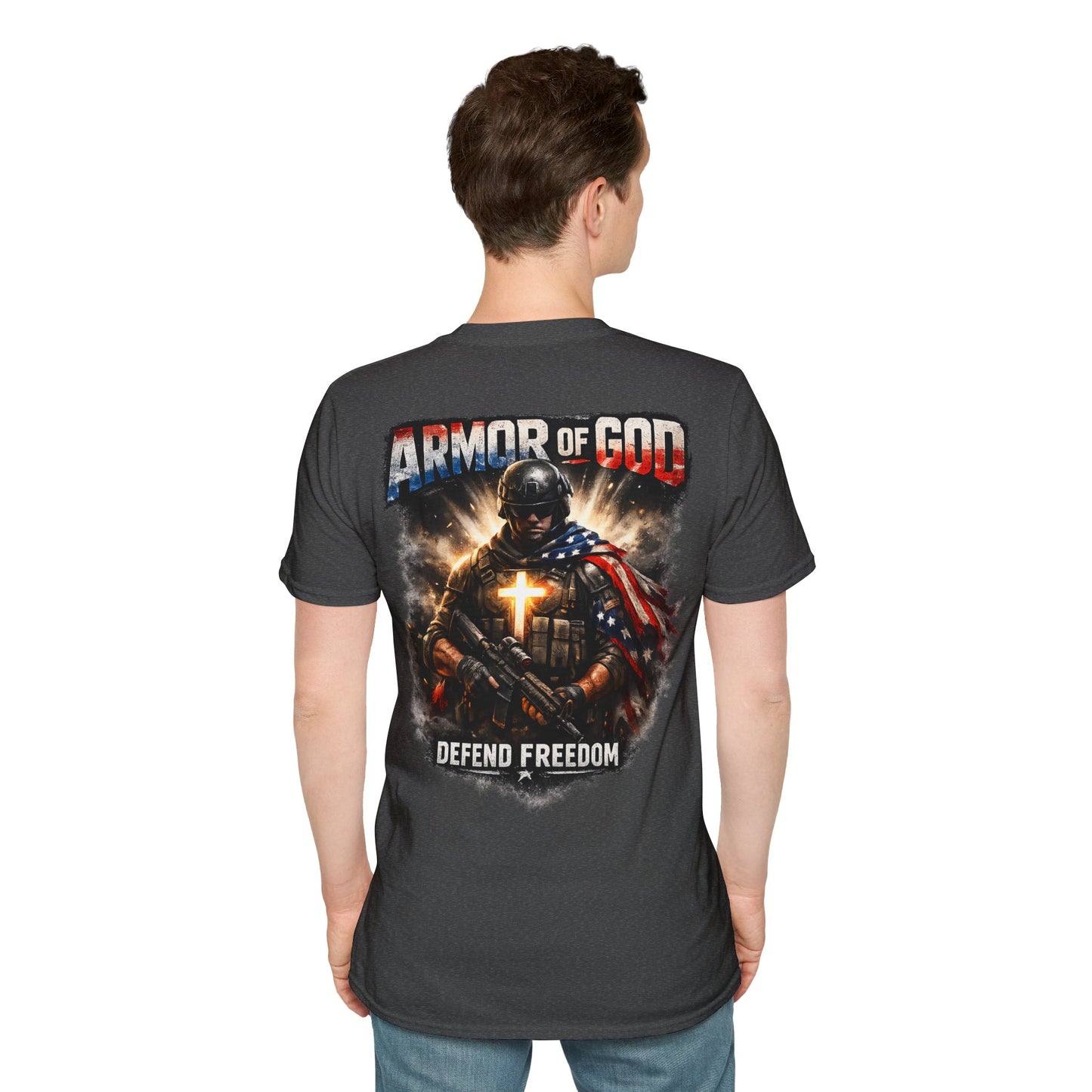 Armor of God Christian T-Shirt | Defend Freedom Faith Graphic Tee | Under His Protection Bible Shirt