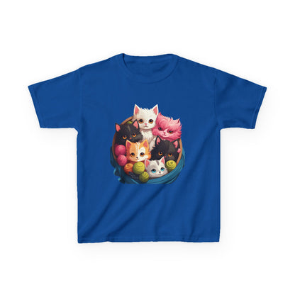 Adorable Cat-Themed Kids Heavy Cotton Tee - Perfect for Animal Lovers, Birthday Gifts, Everyday Wear, Celebration Attire, Cat Enthusiasts