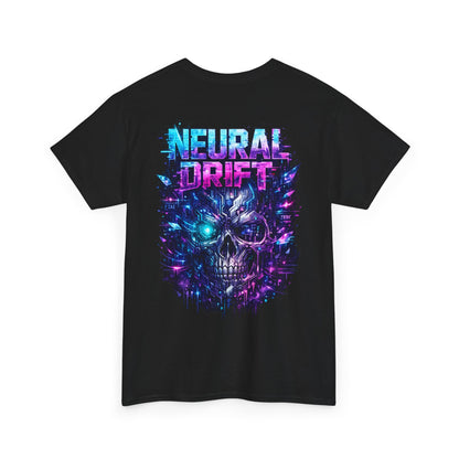 Neural Drift Cyberpunk T-Shirt | Futuristic AI Skull Sci-Fi Graphic Tee, Neon Streetwear Shirt