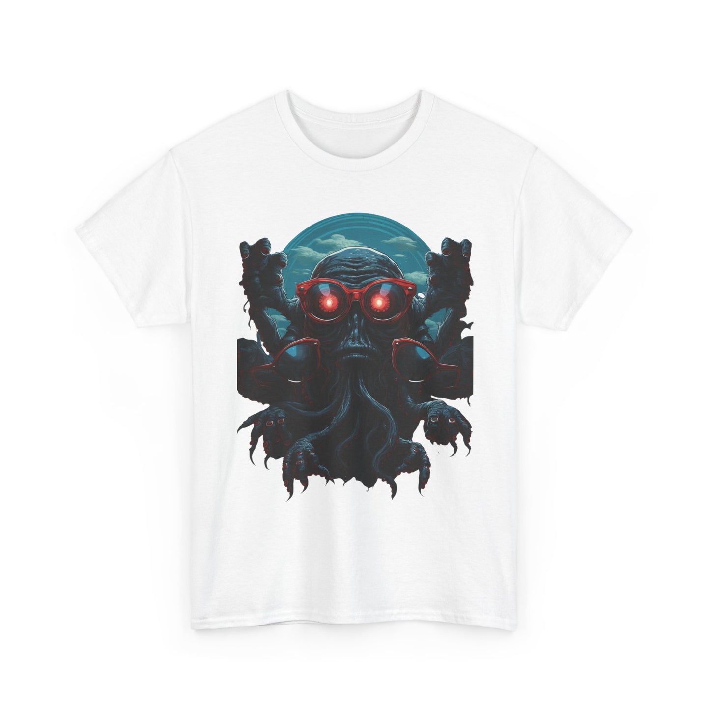 Cosmic Horror Creature T-Shirt – Retro Alien Monster with Red Glasses Graphic Tee | Sci-Fi Horror Streetwear  🧠 PRODUCT DESCRIPTION (SELLS + SEO)