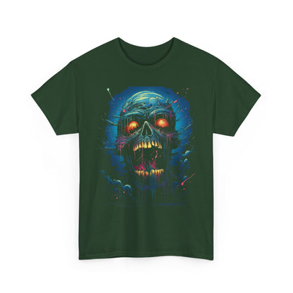 Neon Skull Horror T-Shirt — Glowing Zombie Graphic Tee for Halloween & Gothic Style