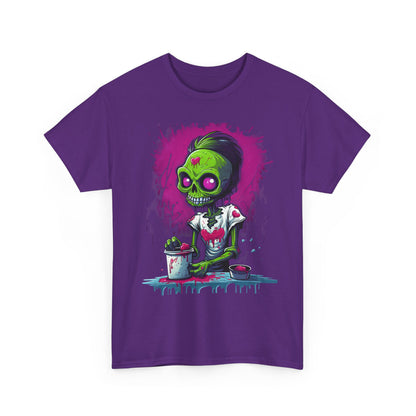 Zombie Chef T-Shirt — Neon Green Skull Cooking Graphic Tee