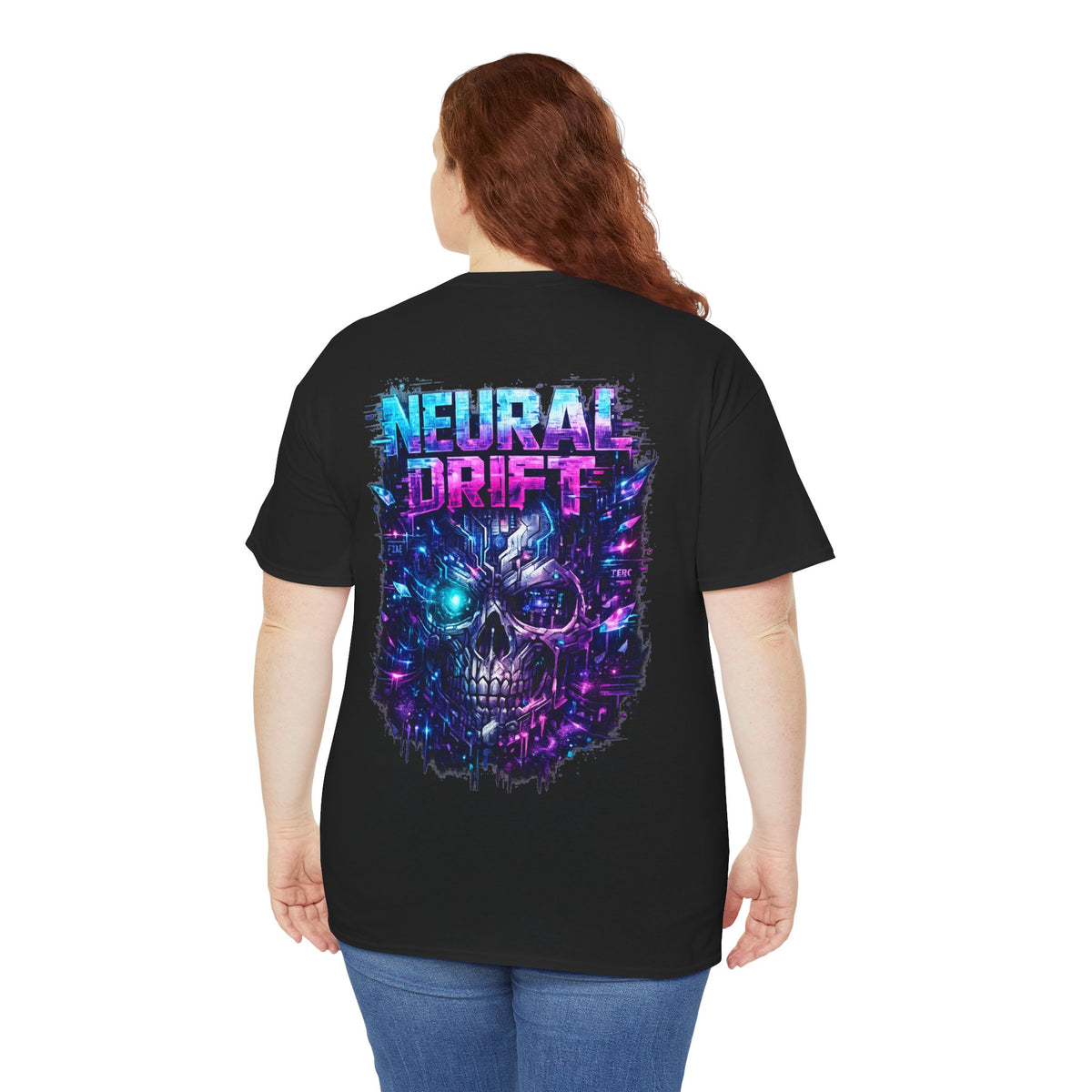 Neural Drift Cyberpunk Skull T-Shirt - product view