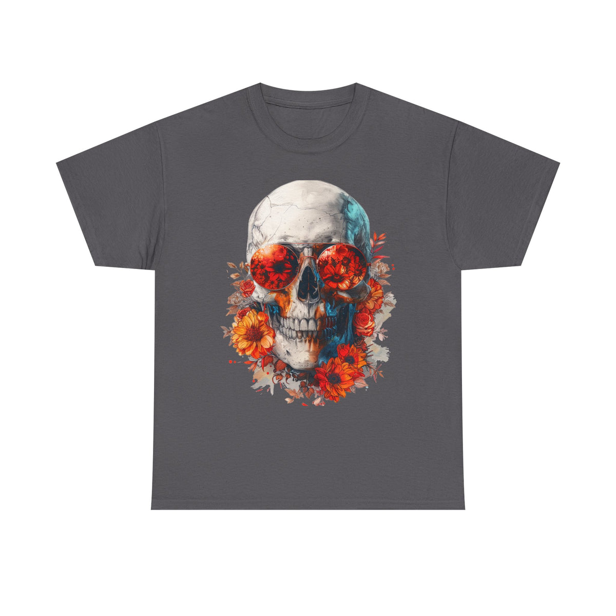 Floral Skull Sunglasses Graphic T-Shirt - product view