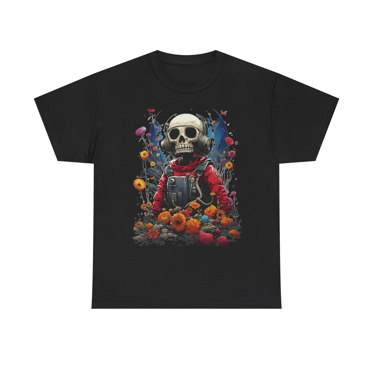 Floral Skull Astronaut Graphic T-Shirt - product view