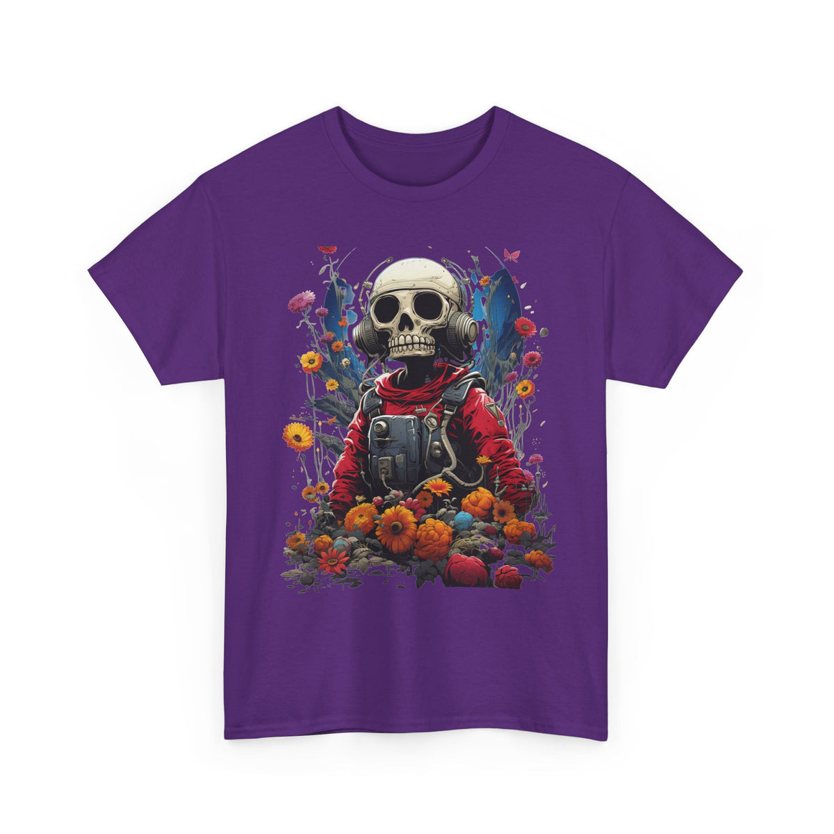 Floral Skull Astronaut Graphic T-Shirt - product view