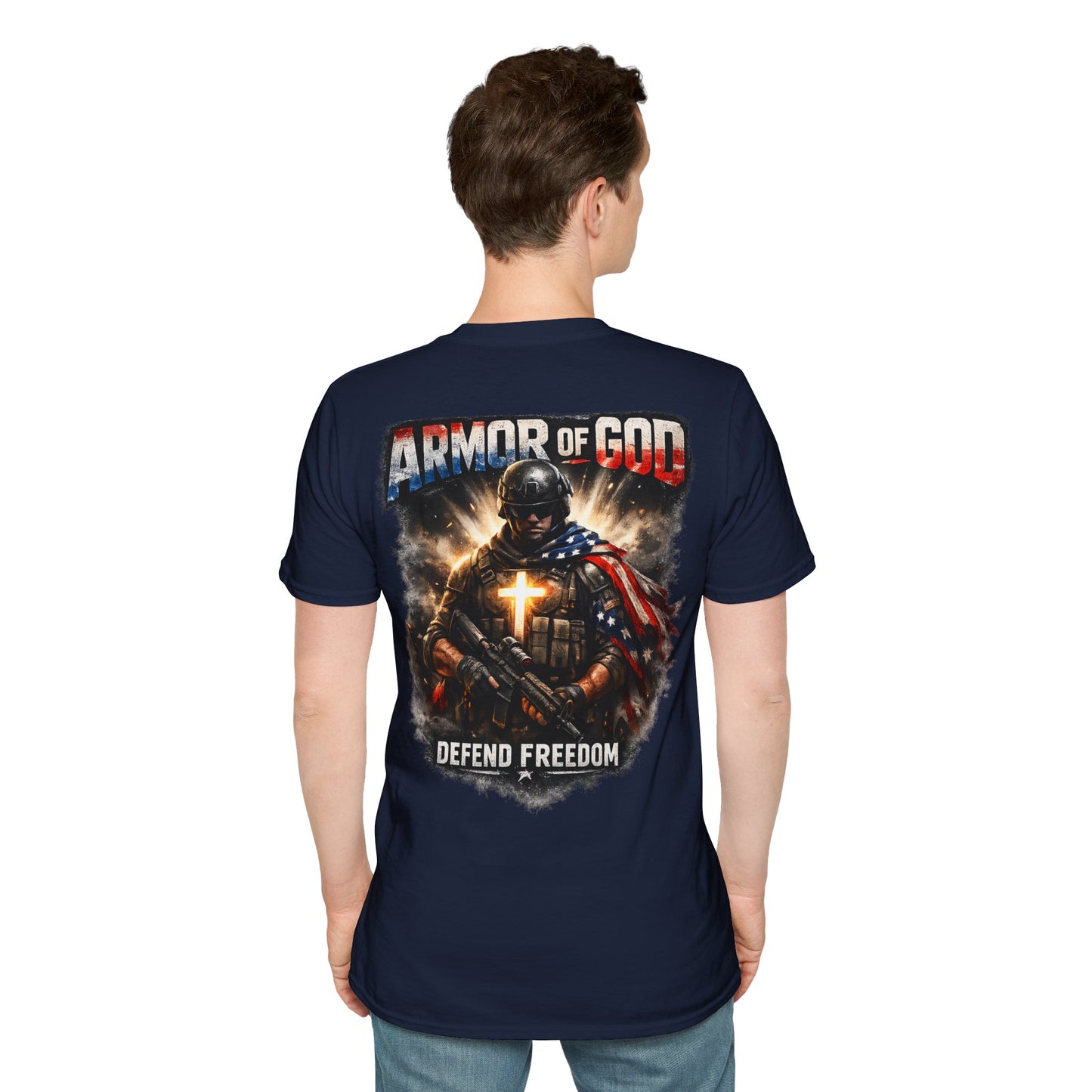 Armor of God Christian T-Shirt | Defend Freedom Faith Graphic Tee | Under His Protection Bible Shirt