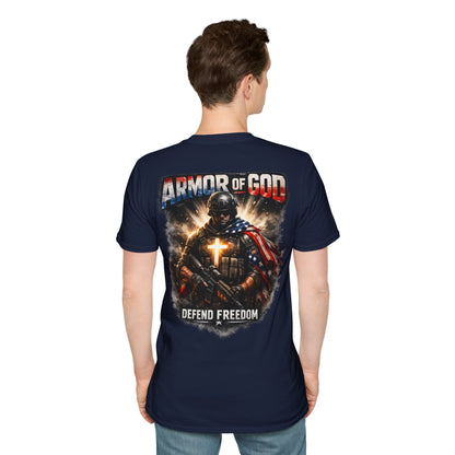Armor of God Christian T-Shirt | Defend Freedom Faith Graphic Tee | Under His Protection Bible Shirt