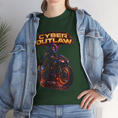 Cyber Outlaw Tee — Neon Biker Graphic T-Shirt