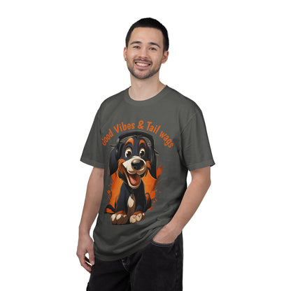 Good Vibes & Tail Wags T-shirt | Happy Cartoon Dog Design