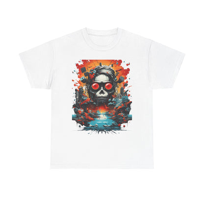Skull Pilot Graphic Tee — Retro Apocalypse Aviation Design