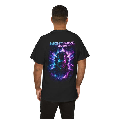 Nightrave 2099 T-Shirt | Cyberpunk Skull DJ Graphic Tee, Neon Rave Streetwear Shirt