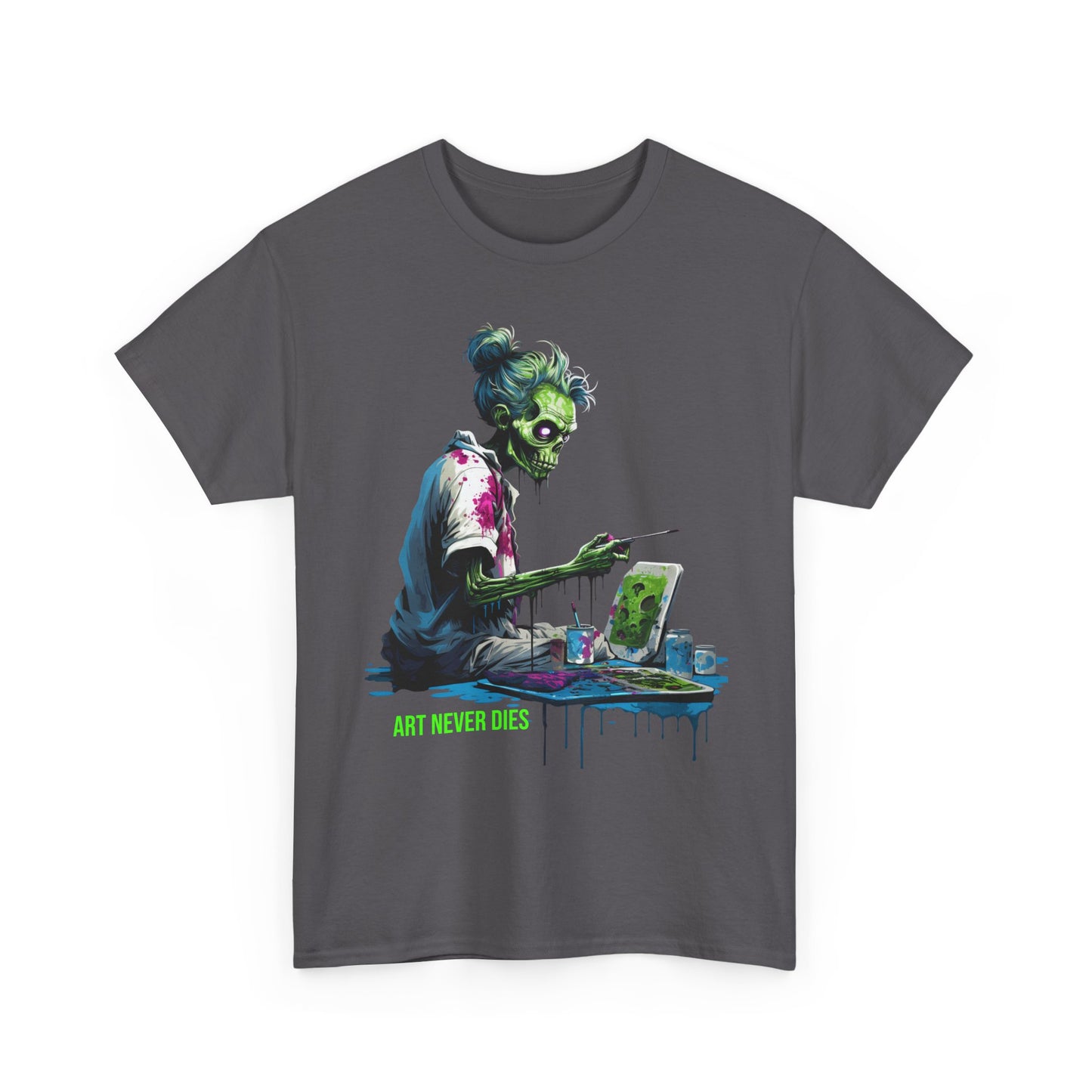 Zombie Artist T-Shirt – Art Never Dies Graphic Tee, Dark Streetwear Horror Shirt, Gothic Painter Tee, Edgy Alternative Clothing