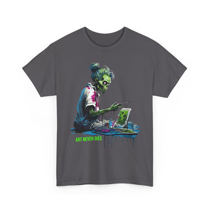 Zombie Artist T-Shirt – Art Never Dies Graphic Tee, Dark Streetwear Horror Shirt, Gothic Painter Tee, Edgy Alternative Clothing