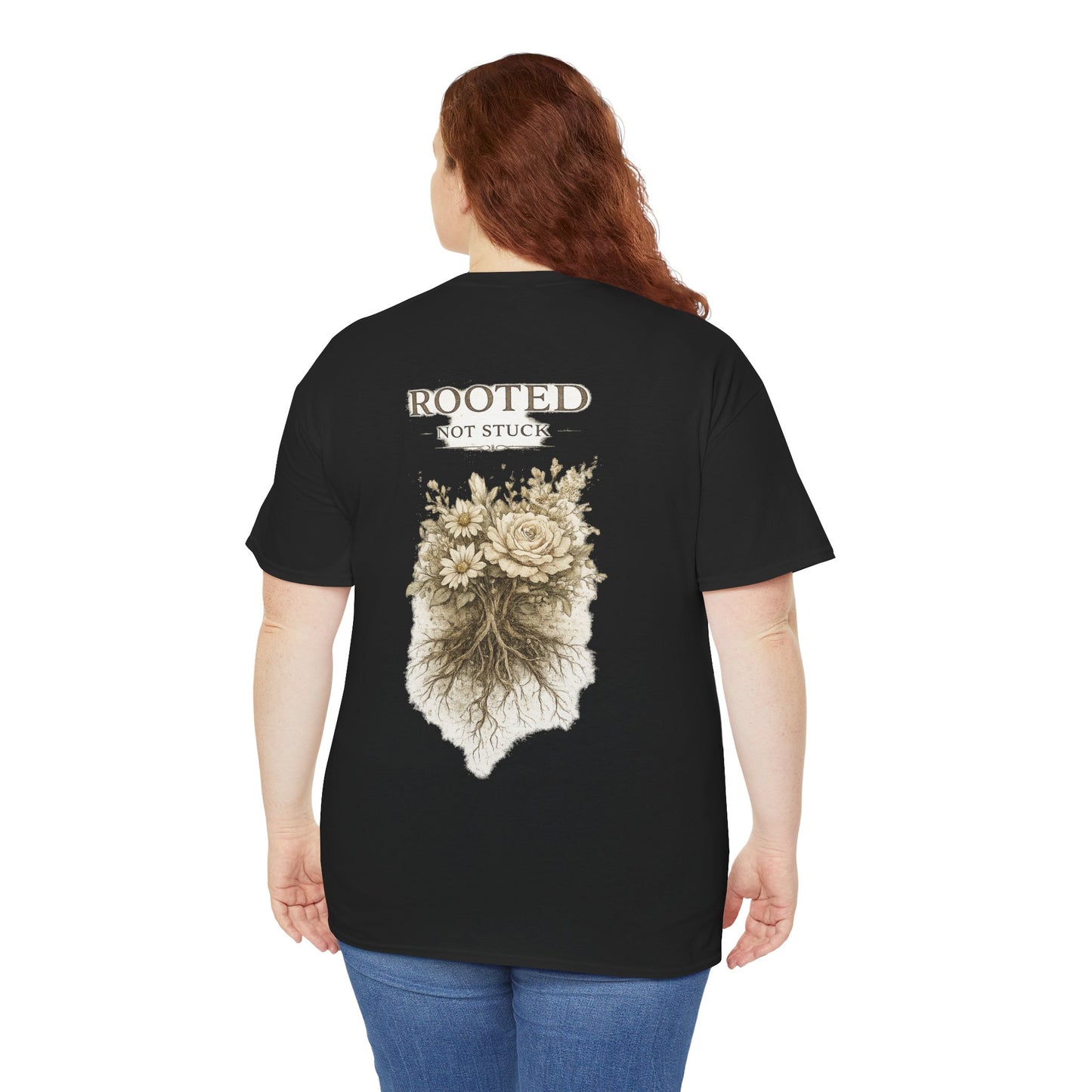 Rooted Floral Tee — "Rooted Not Stuck" Graphic T-Shirt