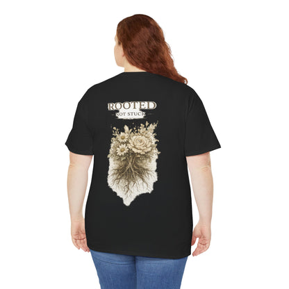 Rooted Floral Tee — "Rooted Not Stuck" Graphic T-Shirt