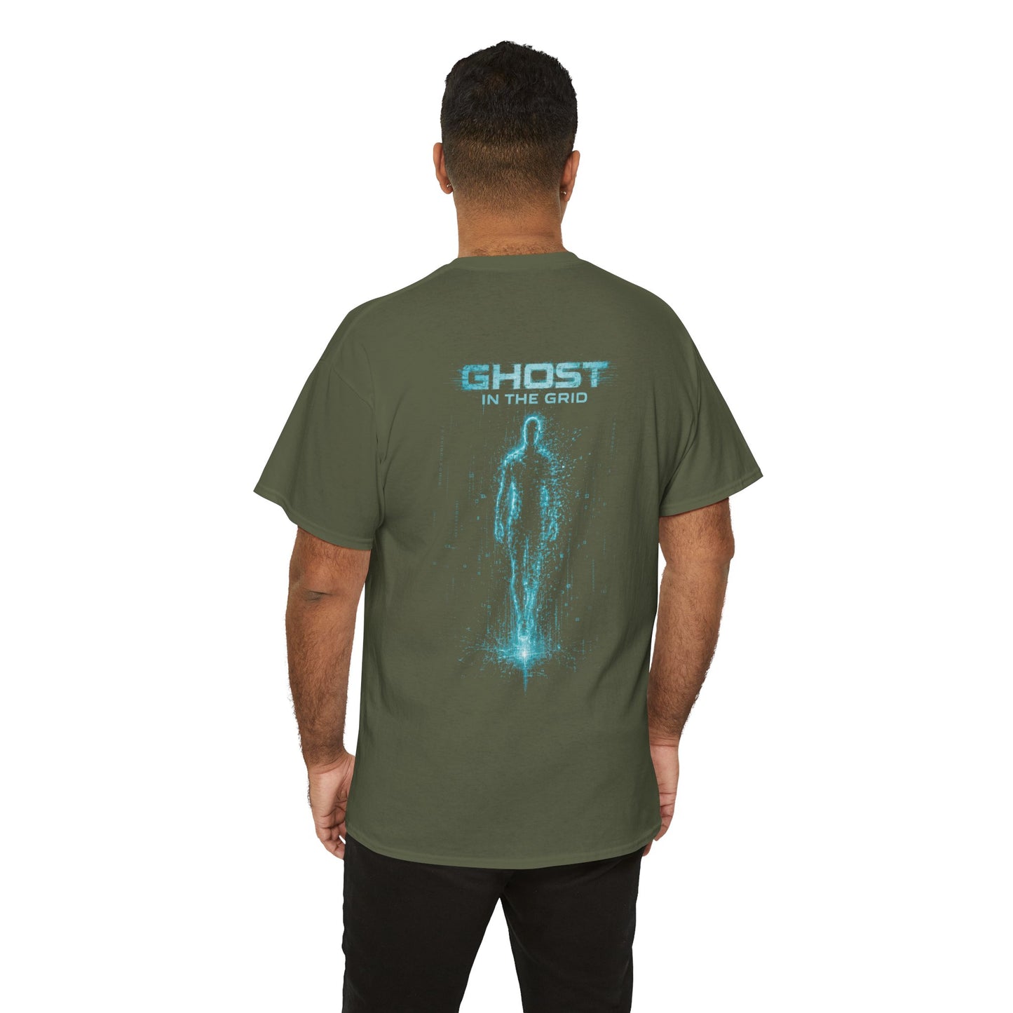 Ghost in the Grid Cyberpunk T-Shirt | Holographic Digital Ghost Sci-Fi Graphic Tee