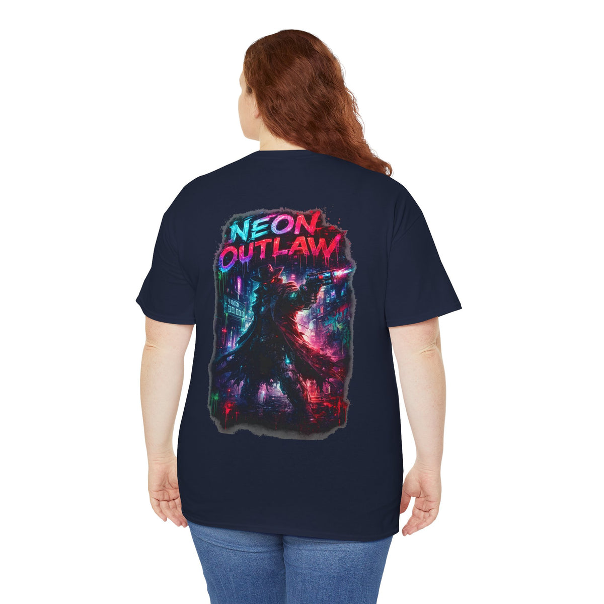 Neon Outlaw Cyberpunk Graphic T-Shirt - product view
