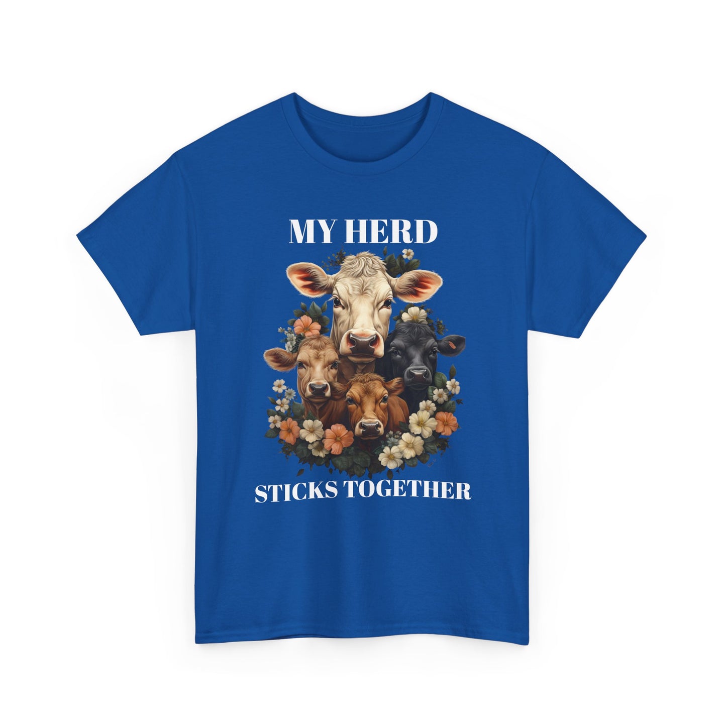 Cow Floral Tee — Farm Animal Floral Portrait T-Shirt
