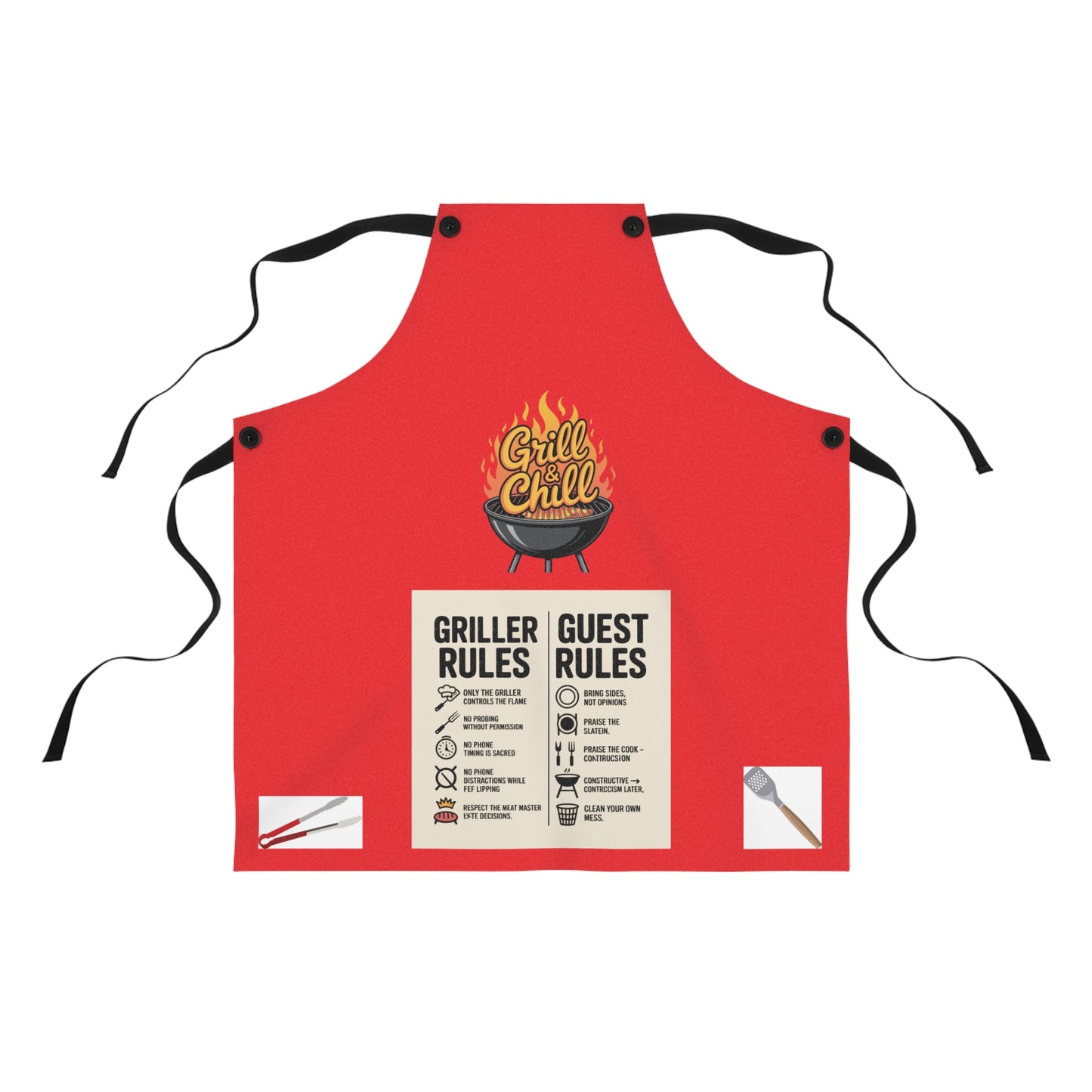 Grill & Chill Apron, Gift for BBQ Lovers, Custom Kitchen Accessory, Perfect for Cooking Parties, Summer Cookouts, Culinary Fun