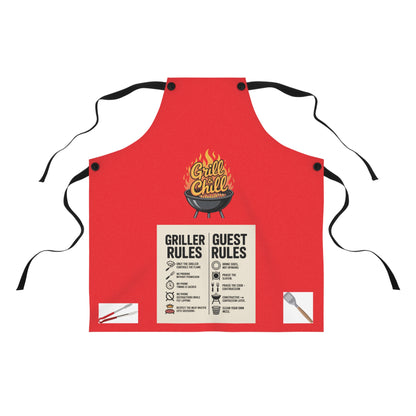 Grill & Chill Apron, Gift for BBQ Lovers, Custom Kitchen Accessory, Perfect for Cooking Parties, Summer Cookouts, Culinary Fun
