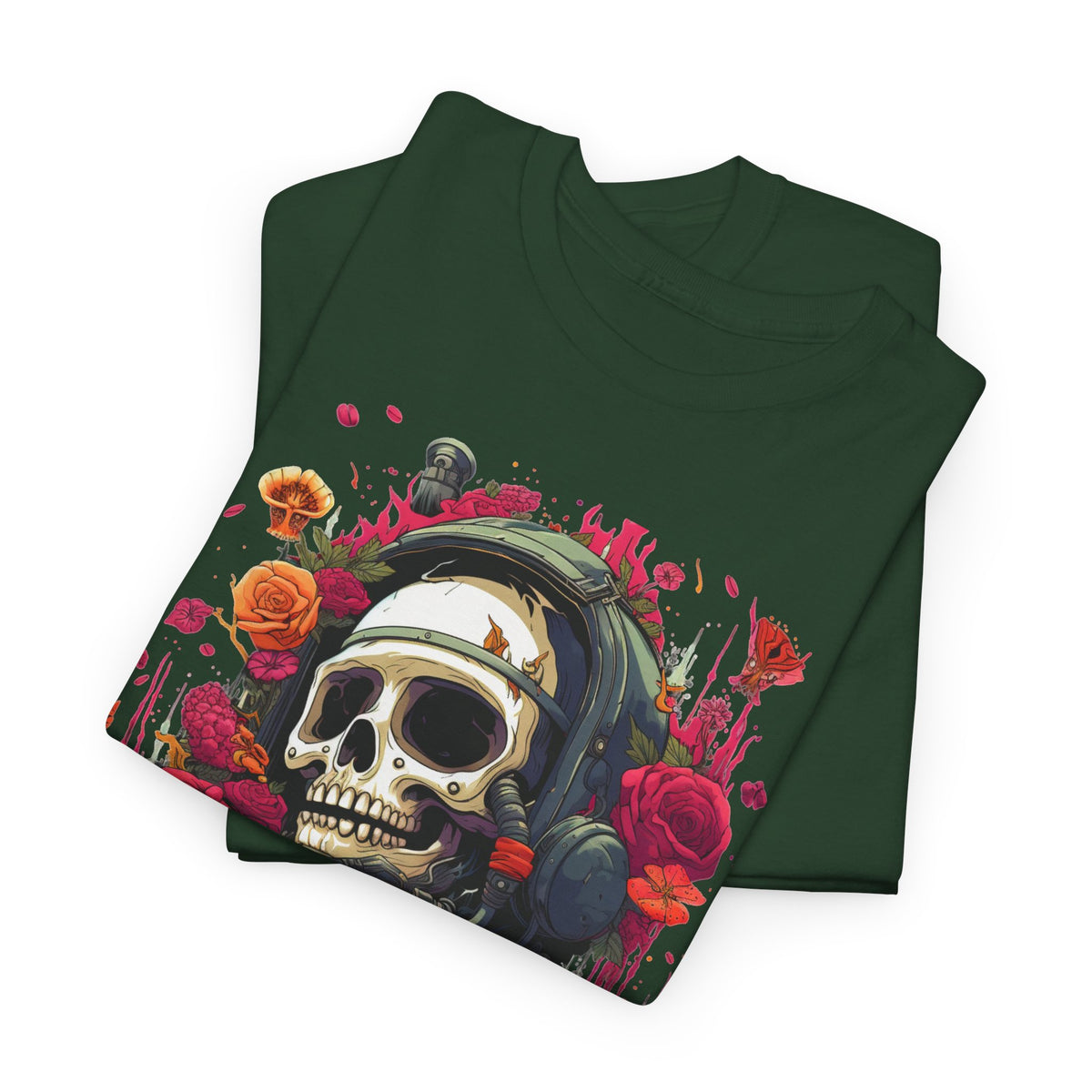 Floral Astronaut Skull Graphic T-Shirt - product view