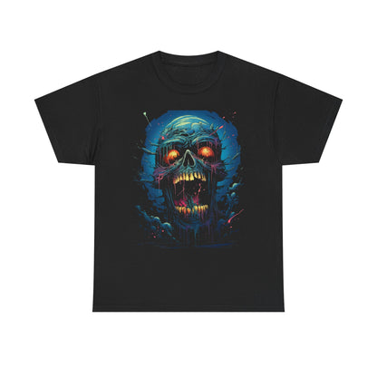 Neon Skull Horror T-Shirt — Glowing Zombie Graphic Tee for Halloween & Gothic Style