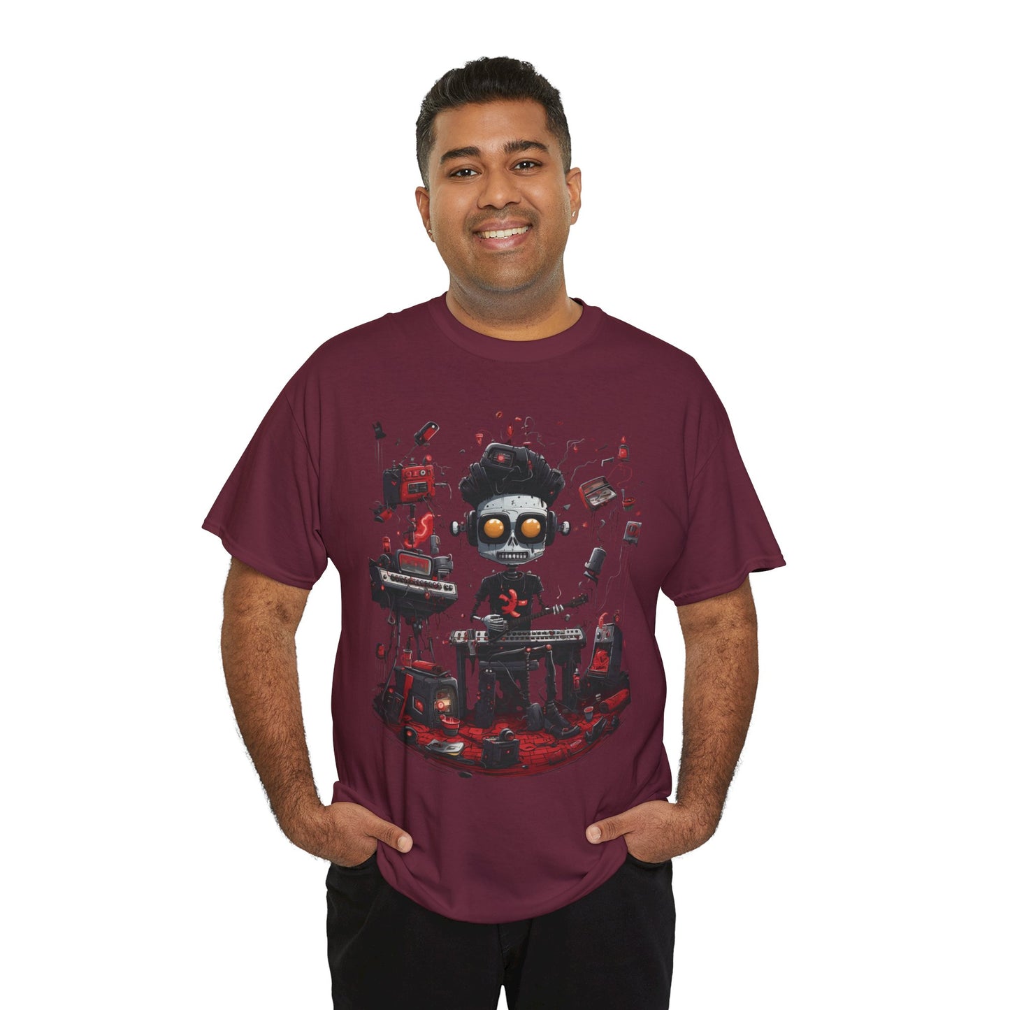 Cyberpunk Skull DJ T-Shirt — Neon Gamer Streetwear