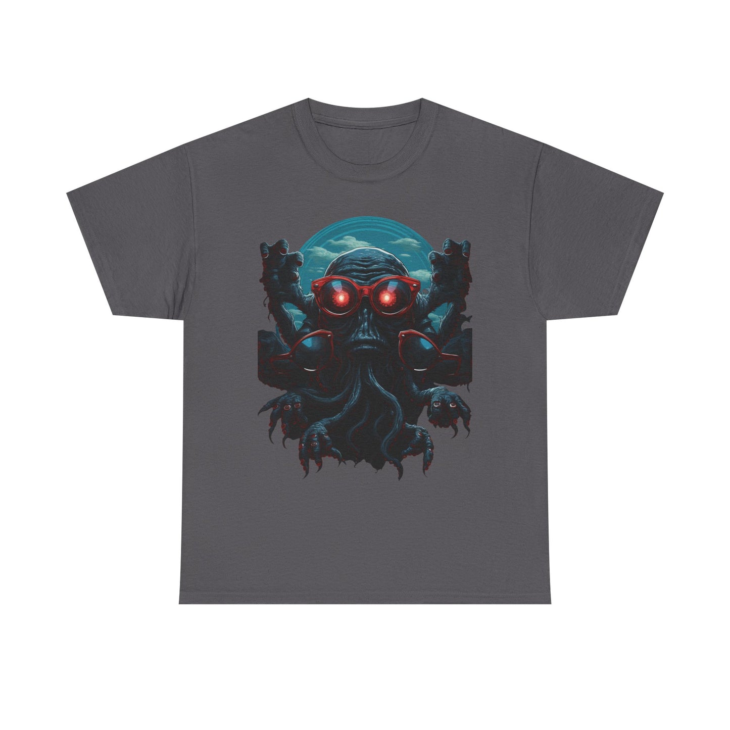 Cosmic Horror Creature T-Shirt – Retro Alien Monster with Red Glasses Graphic Tee | Sci-Fi Horror Streetwear  🧠 PRODUCT DESCRIPTION (SELLS + SEO)