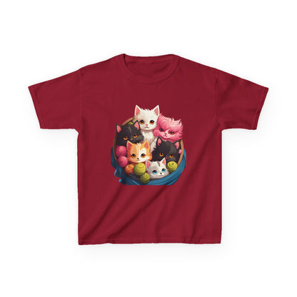 Adorable Cat-Themed Kids Heavy Cotton Tee - Perfect for Animal Lovers, Birthday Gifts, Everyday Wear, Celebration Attire, Cat Enthusiasts
