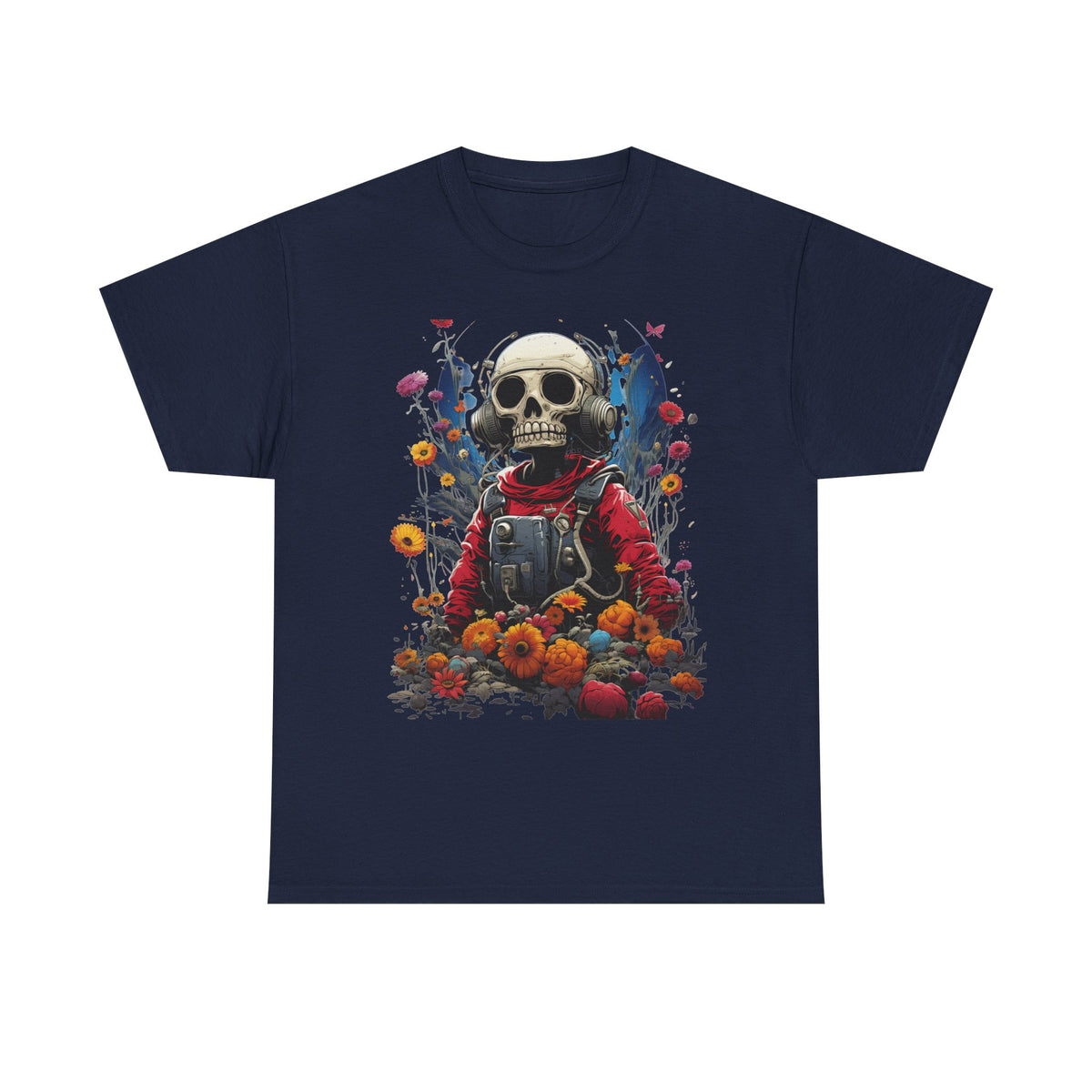 Floral Skull Astronaut Graphic T-Shirt - product view