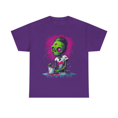Zombie Chef T-Shirt — Neon Green Skull Cooking Graphic Tee