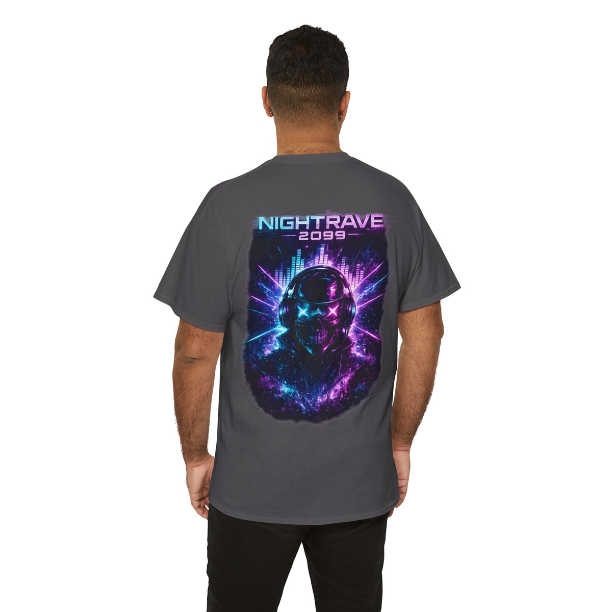 Nightrave 2099 Cyberpunk Skull DJ T-Shirt - product view