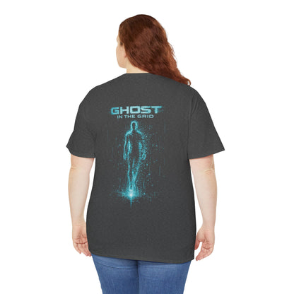 Ghost in the Grid Cyberpunk T-Shirt | Holographic Digital Ghost Sci-Fi Graphic Tee