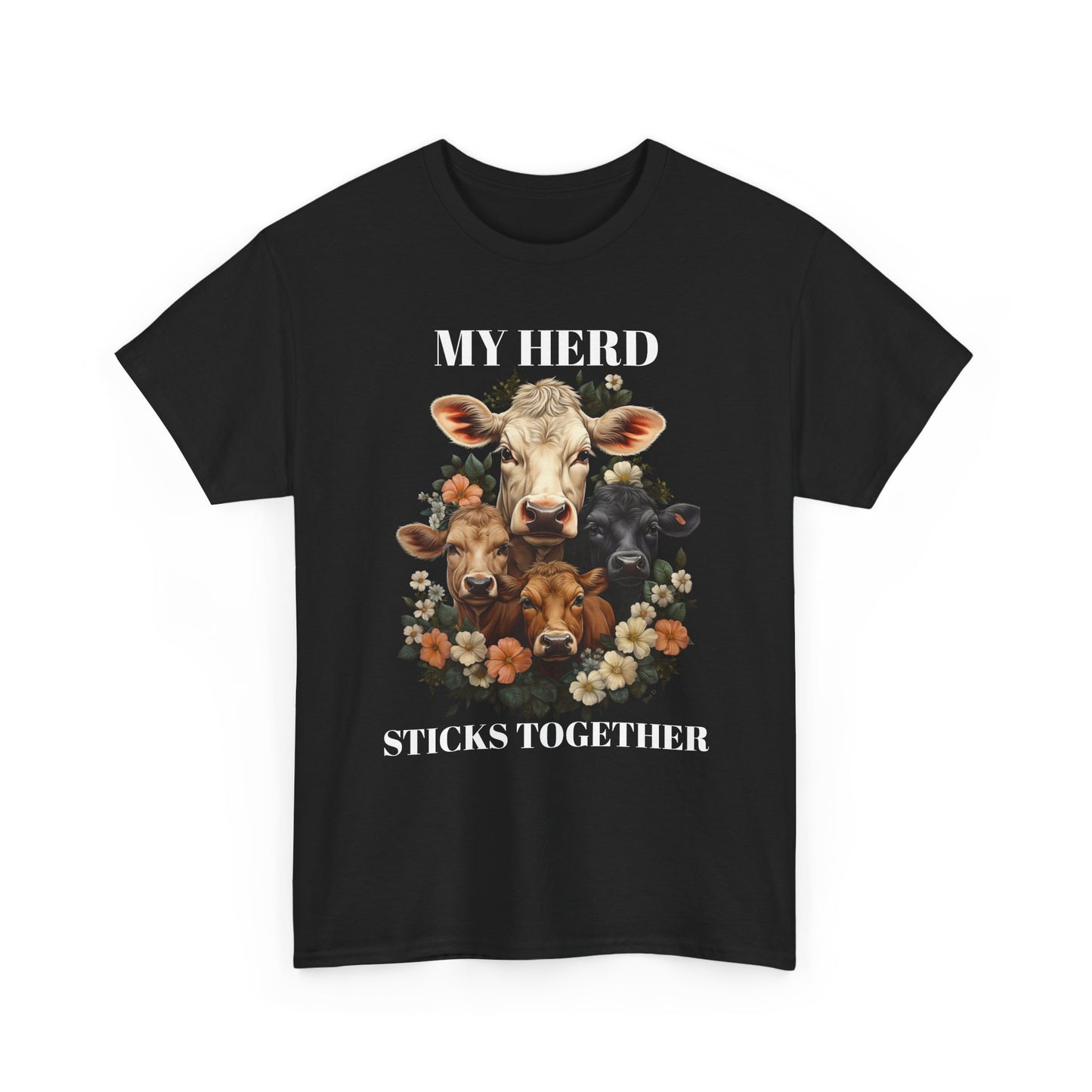 Cow Floral Tee — Farm Animal Floral Portrait T-Shirt