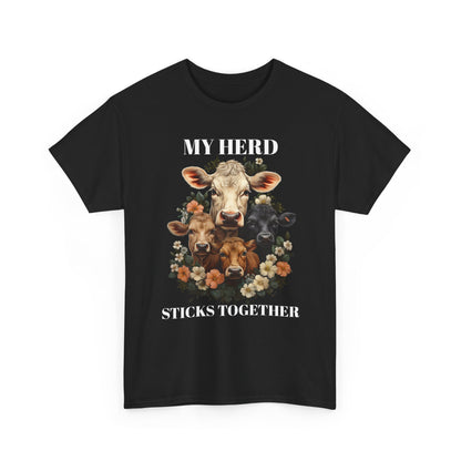 Cow Floral Tee — Farm Animal Floral Portrait T-Shirt