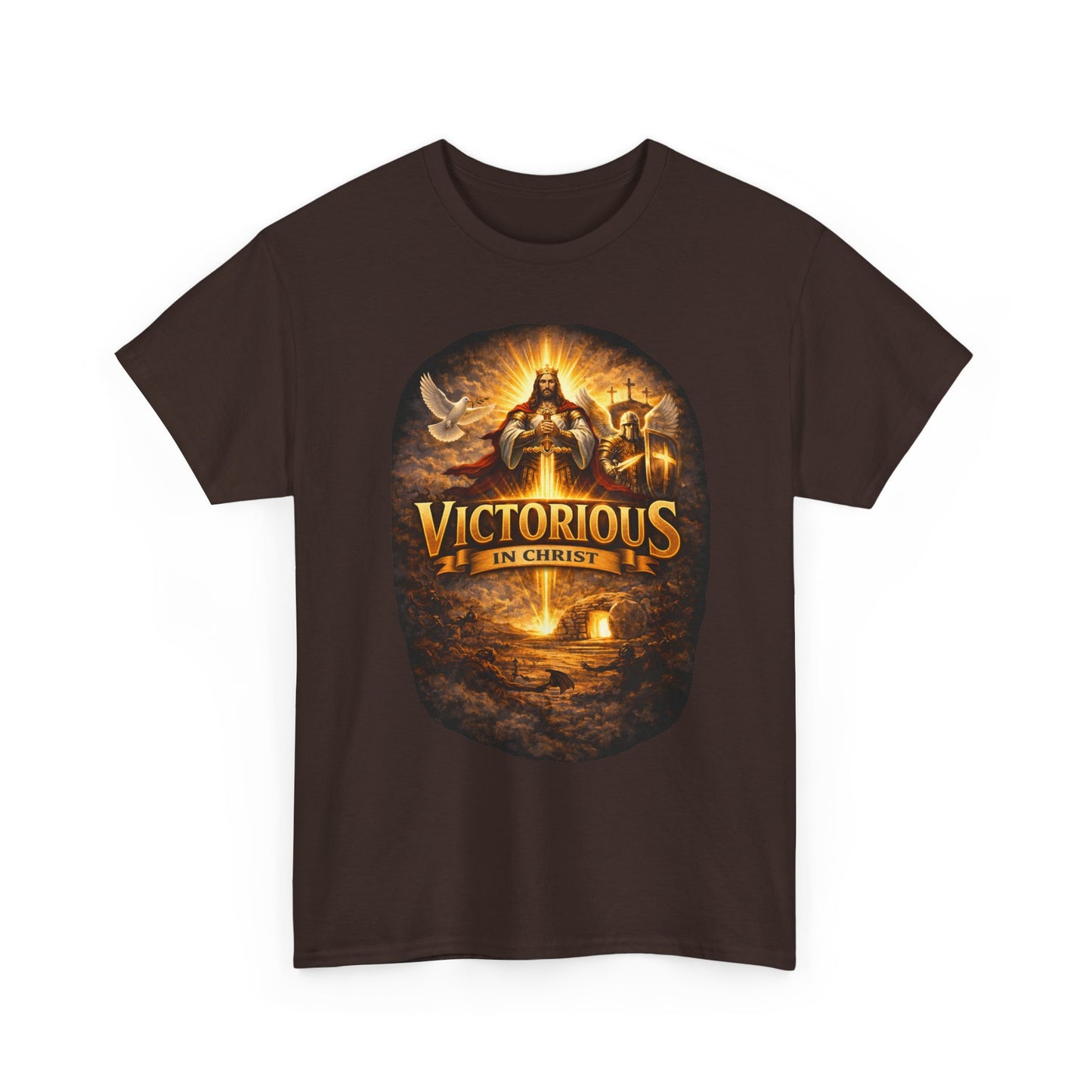 T-Shirt — "Victorious in Christ" Christian Faith Graphic Tee