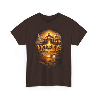 T-Shirt — "Victorious in Christ" Christian Faith Graphic Tee