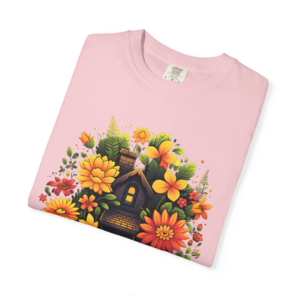 Sunlit Cottage Floral T‑Shirt — Cozy Autumn Garden Illustration