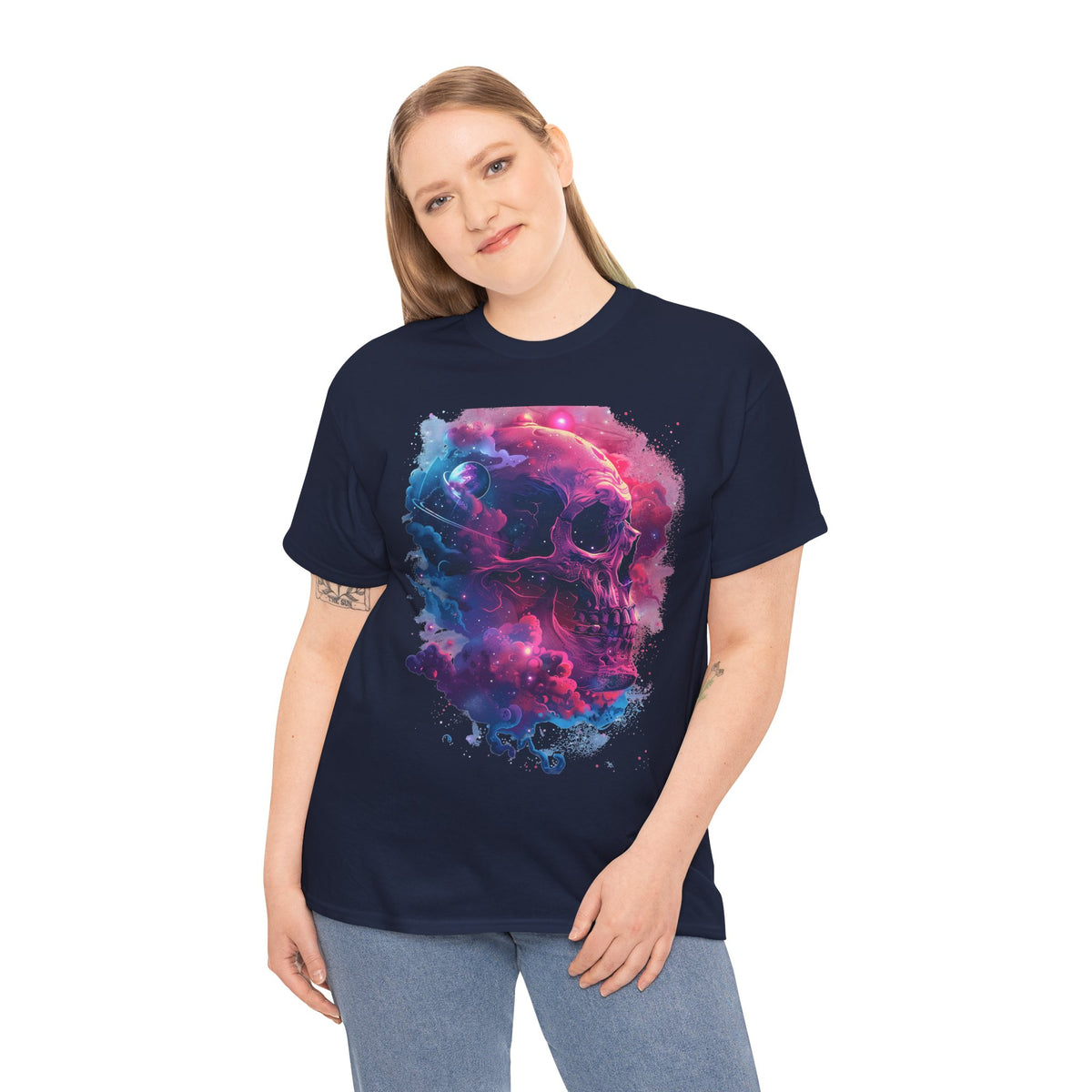 Neon Cosmic Skull Graphic T-Shirt - product view
