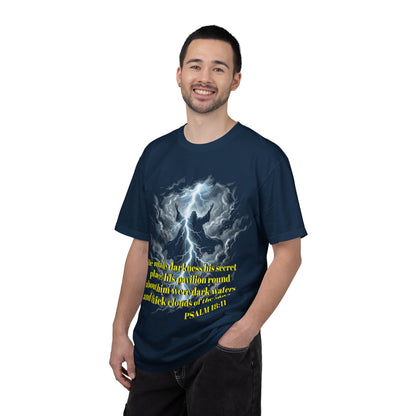 Psalm 18:11 Lightning Storm T-Shirt — Faith-Inspired Graphic Tee