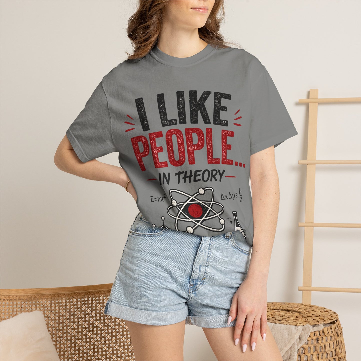I Like People... In Theory T-shirt | Science Atom Chemistry Graphic Tee