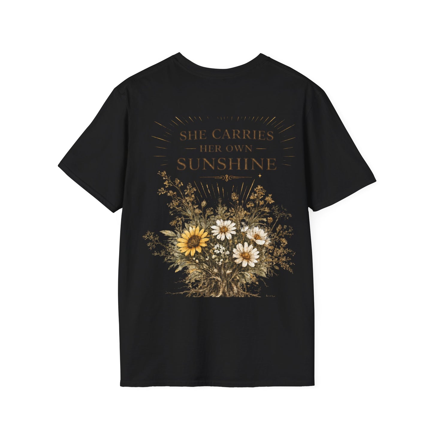 She Carries Sunshine Daisy Logo T-Shirt | Floral Positivity Tee