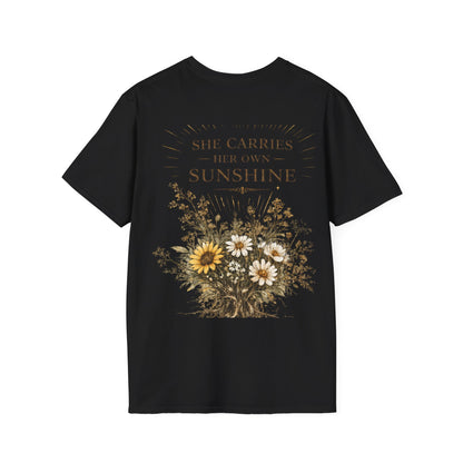 She Carries Sunshine Daisy Logo T-Shirt | Floral Positivity Tee
