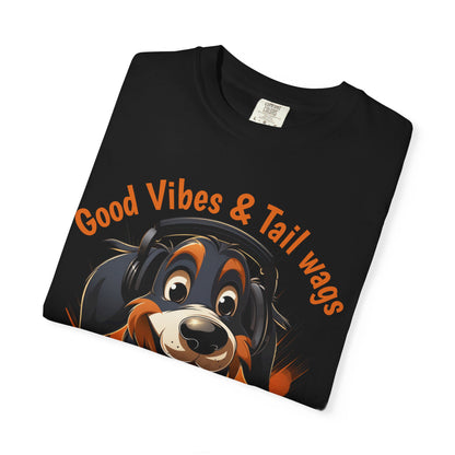 Good Vibes & Tail Wags T-shirt | Happy Cartoon Dog Design