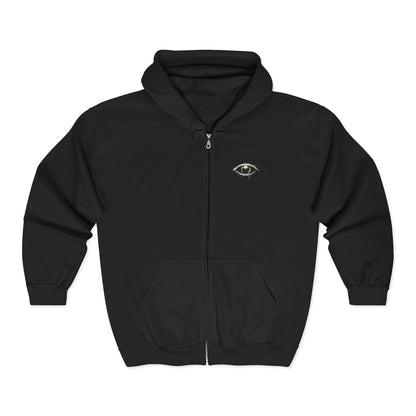 Watcher Above Zip Hoodie — All-Seeing Eye Graphic Full-Zip Hoodie