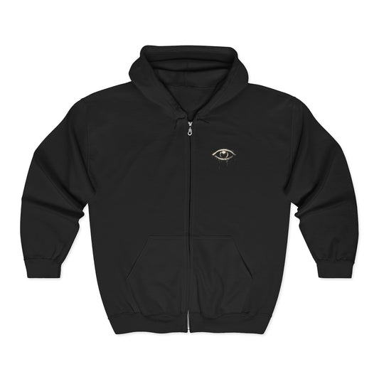Watcher Above Zip Hoodie — All-Seeing Eye Graphic Full-Zip Hoodie